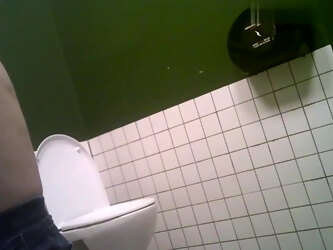 Green hidden toilet, spy cam: slim wife with short hair