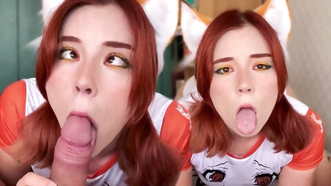 Ahegao Face Babe Deep Sucking Big Dick and Doggy Fuck - Creampie