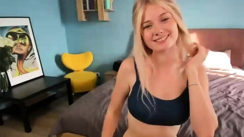 Blonde tight pussy babe has solo toy fun