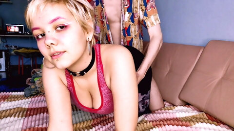 short haired teen is happy to be fucked by a big cock