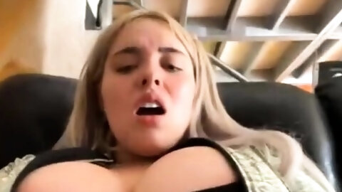 Orgasm of blonde Teen with big boobs